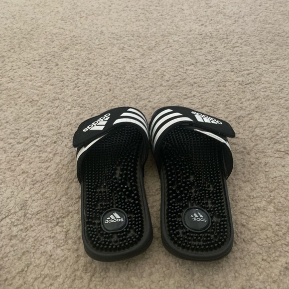 Adidas Black and White Slides - Picture 2 of 3